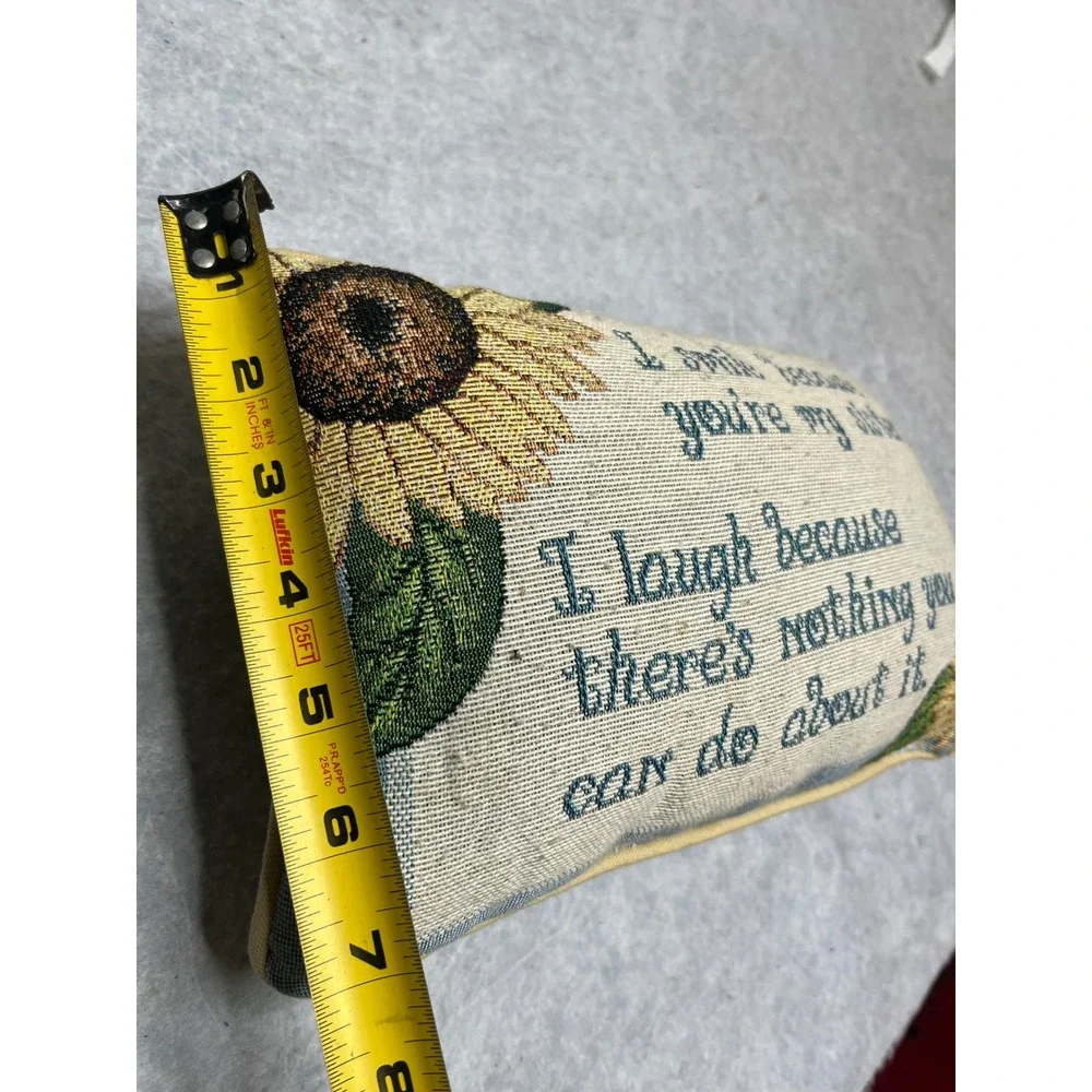 Woven Sunflower‎ funny Sister Quote Decorative Tapestry Throw Pillow unique 12x8